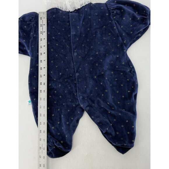 Little Me Baby Girl’s‎ Blue Velvet With Good Star Snap Romper Ruffles Size 6 Mo - Picture 8 of 8